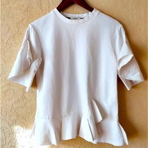 GOEN.J Top White Bell Sleeve Sleeve Cotton Pullover Peplum Ruffle Short Sleeve 6